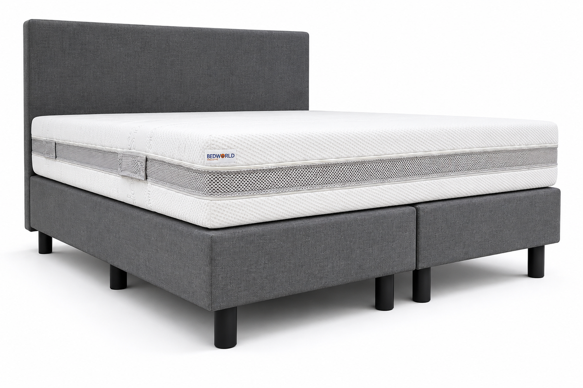 Budget Boxspring Grijs Micropocketmatras HR55 - Bedworld B.V.