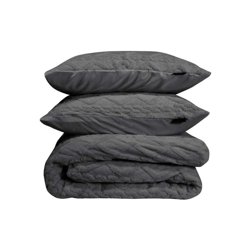 Dekbedovertrekset Jacquard Teddy Antraciet - Bedworld B.V.