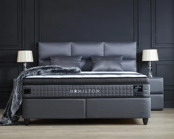 Opberg Boxspring Hamilton Grijs - Bedworld B.V.