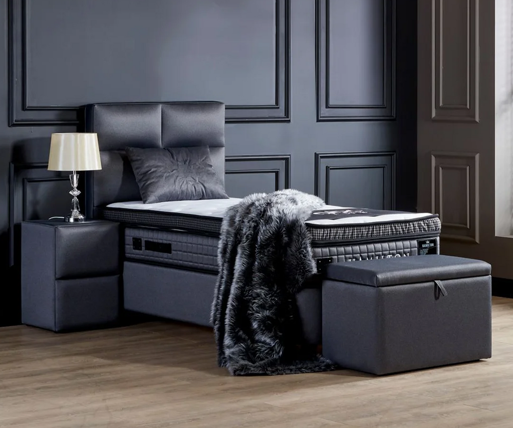 Opberg boxspring Hamilton 90x200 Grijs - Bedworld B.V.