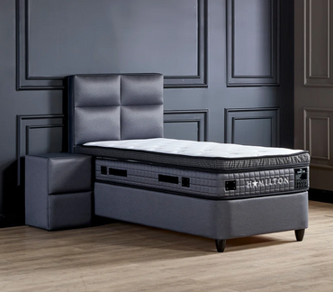 Opberg Boxspring Hamilton – Grijs – 90x200 cm - Bedworld B.V.