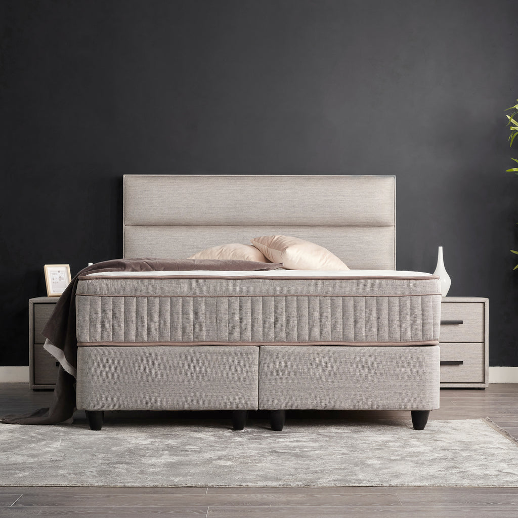 Opberg Boxspring Suna - Grijs - Bedworld B.V.