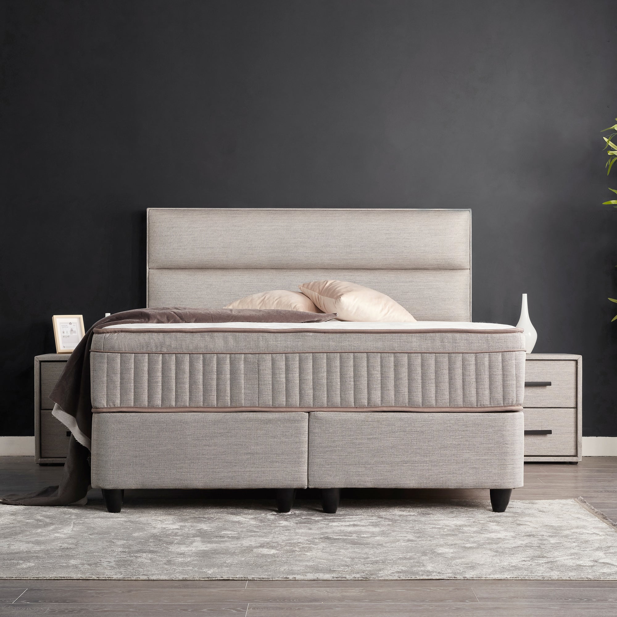 opberg boxspring grijs – Suna - Bedworld B.V.