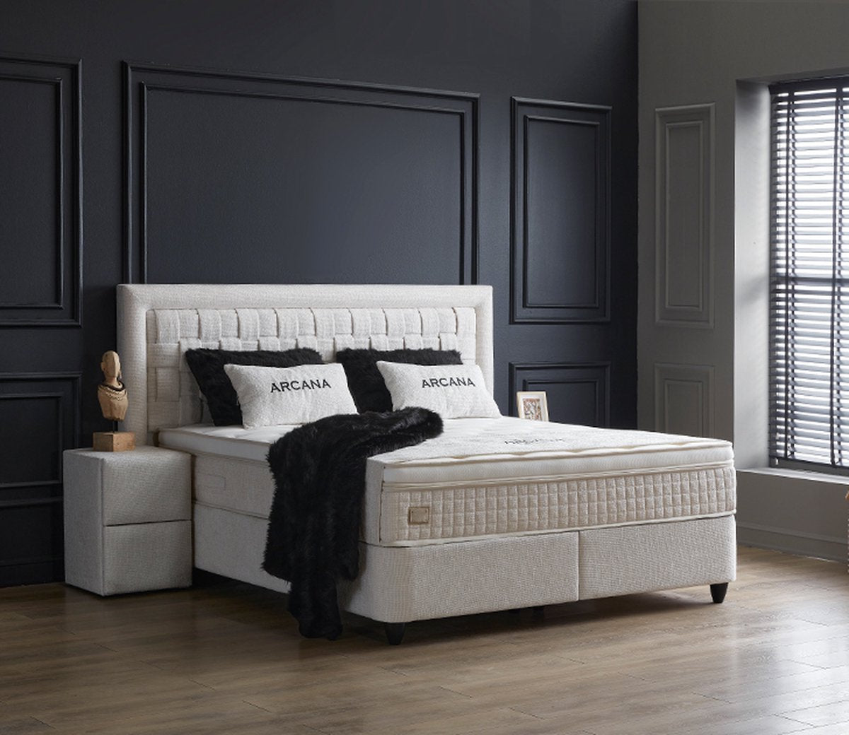 Opberg Boxspring Aura Wit - Bedworld B.V.