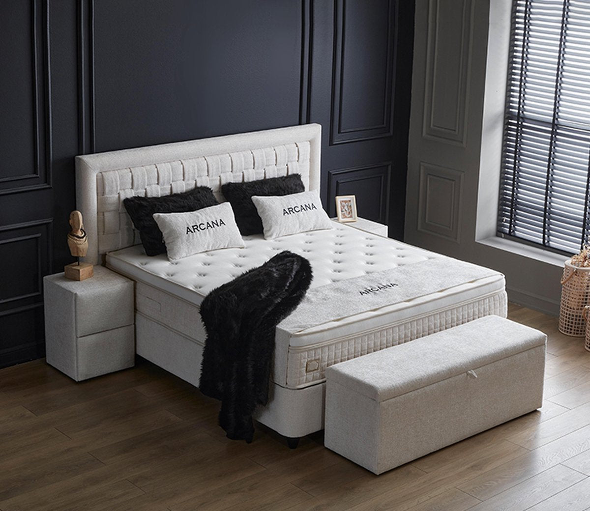 Opberg Boxspring Aura Wit - Bedworld B.V.