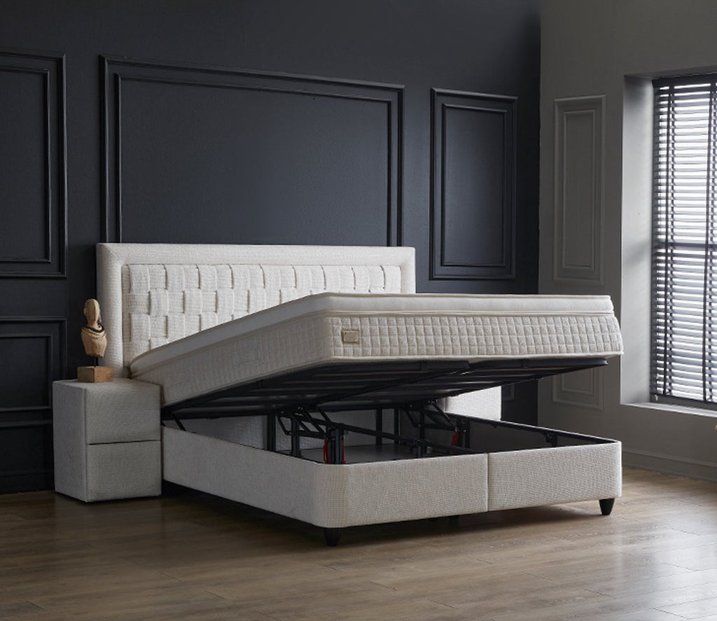 Opberg Boxspring Aura Wit - Bedworld B.V.