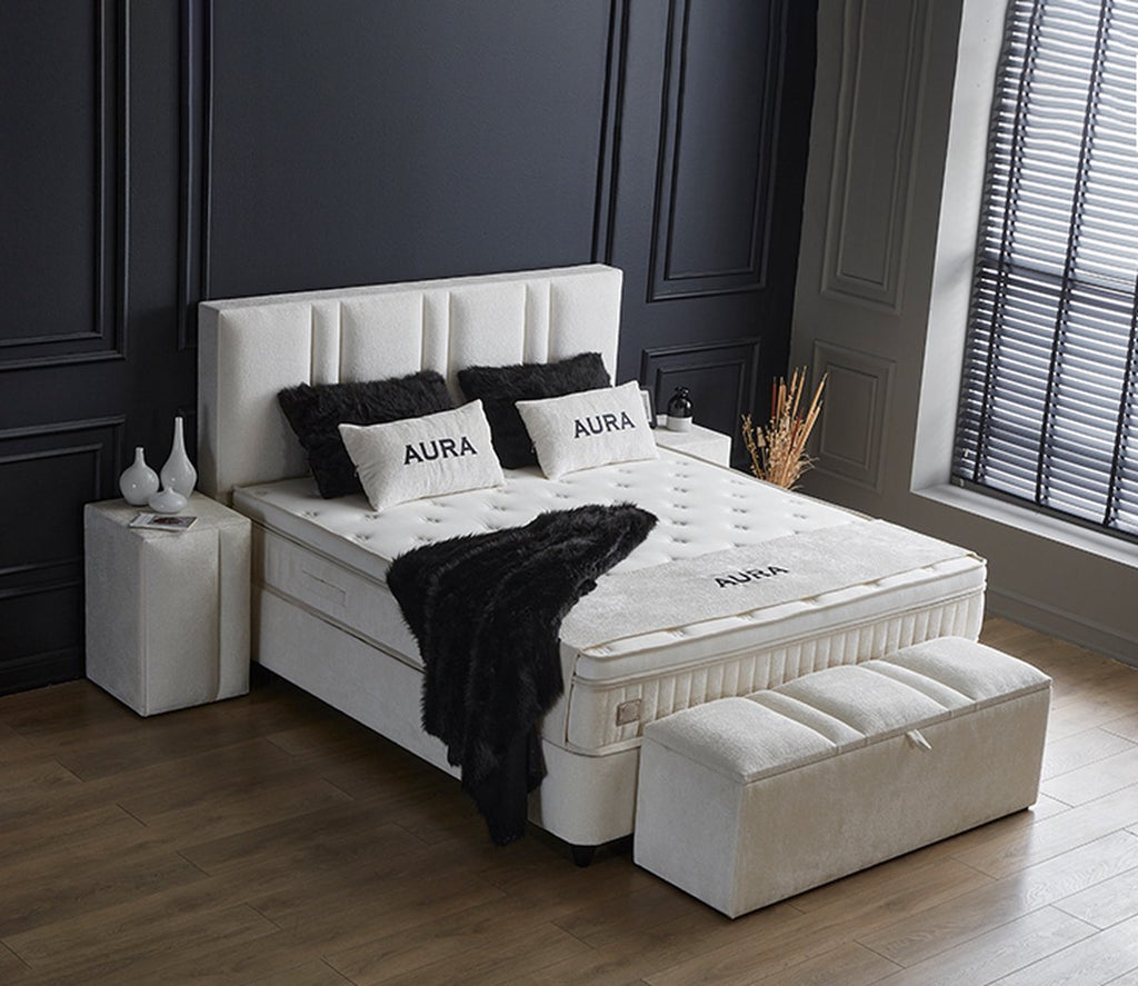 Opberg Boxspring Aura Wit - Bedworld B.V.