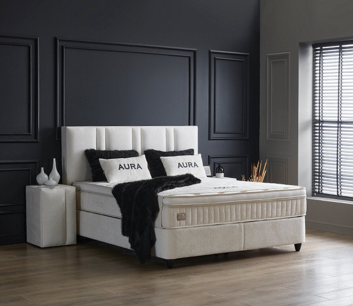 Opberg Boxspring Aura Wit - Bedworld B.V.