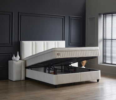 Opberg Boxspring Aura – Wit - Bedworld B.V.