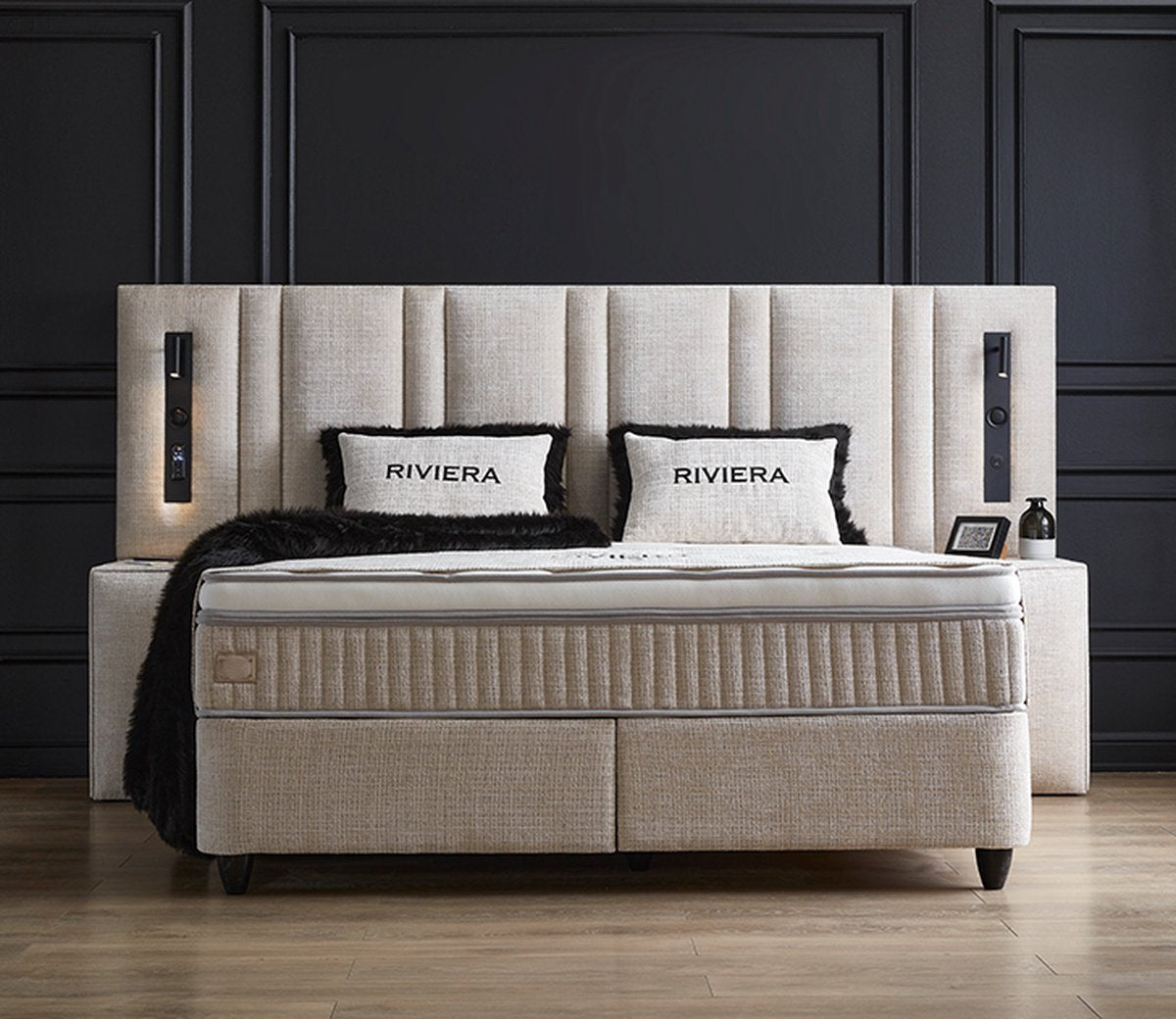 Opberg Boxspring Riviera Beige - Bedworld B.V.