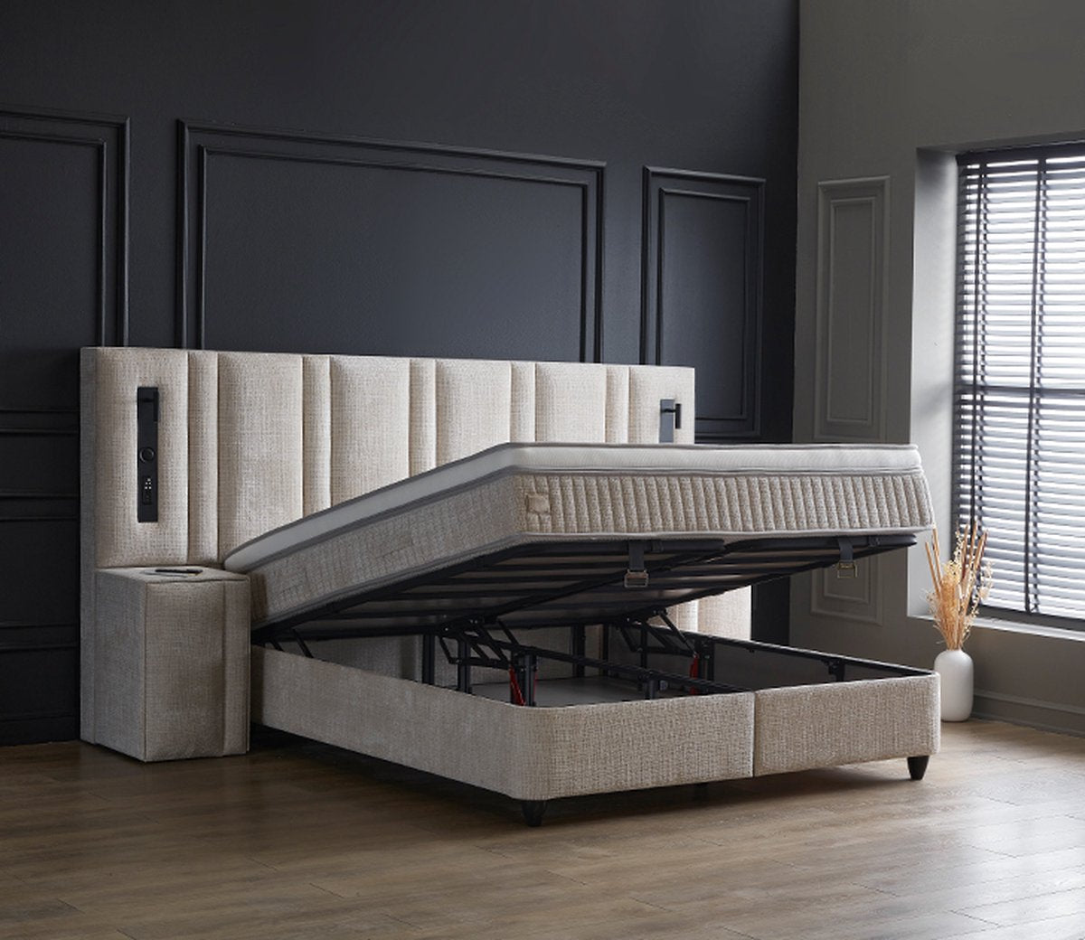 Opberg Boxspring Riviera Beige - Bedworld B.V.