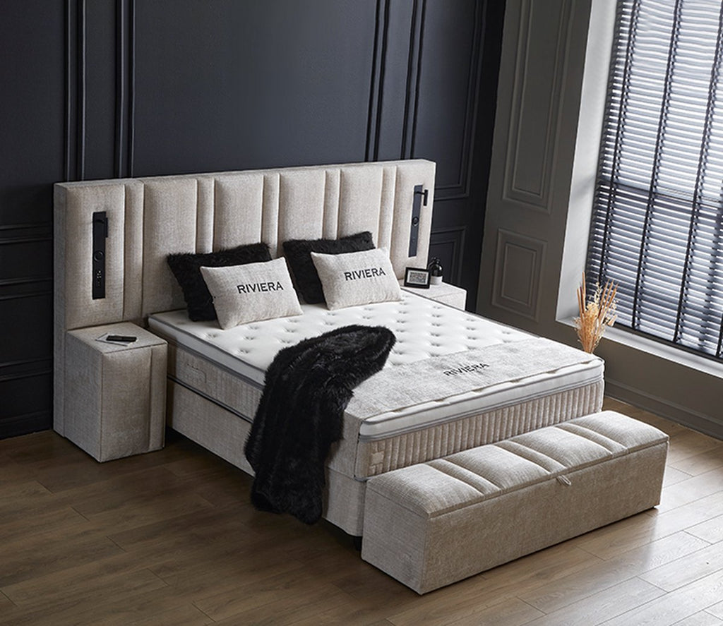 Opberg Boxspring Riviera Beige - Bedworld B.V.