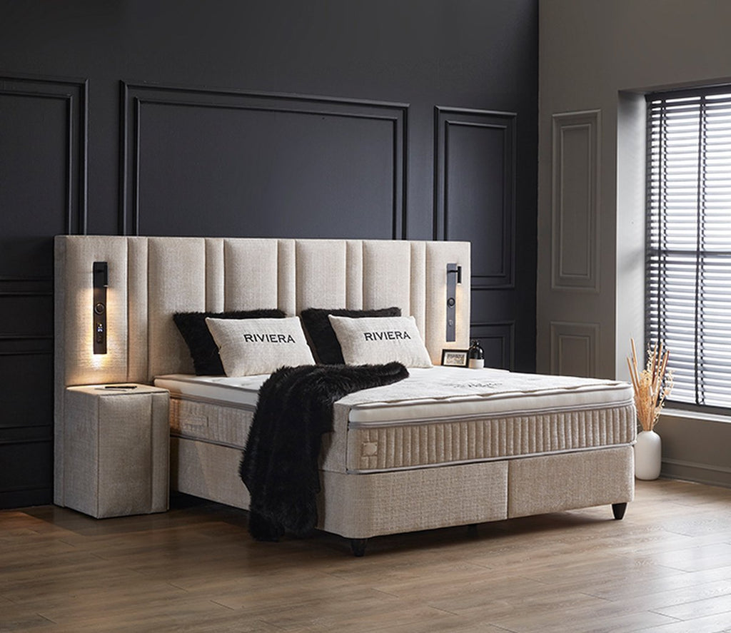 Opberg Boxspring Riviera Beige - Bedworld B.V.