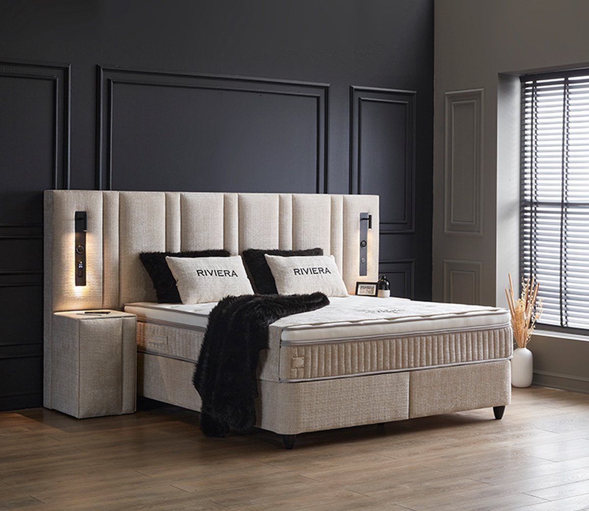 Opberg Boxspring Riviera Beige - Bedworld B.V.