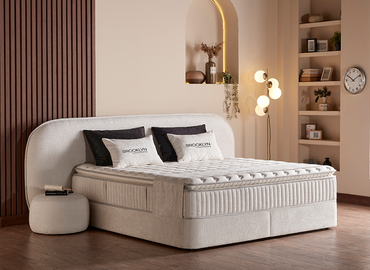 Opberg Boxspring Brooklyn in Japandi stijl - Bedworld B.V.