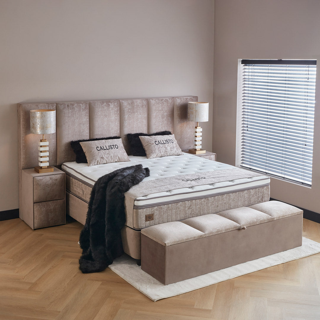 Opberg Boxspring Calisto Beige - Bedworld B.V.