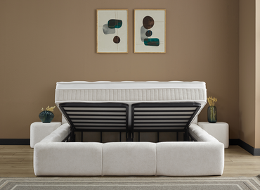 Opberg Boxspring Esila in Japandi stijl - Bedworld B.V.