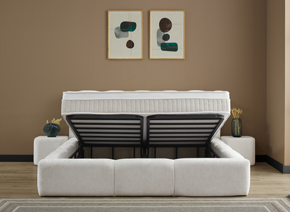 Opberg Boxspring Esila in Japandi stijl - Bedworld B.V.