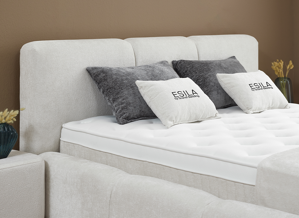 Opberg Boxspring Esila in Japandi stijl - Bedworld B.V.