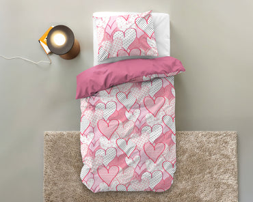 Hearts love Dekbedovertrek roze - Bedworld B.V.
