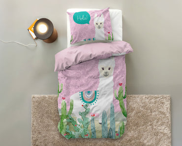 Hola lama Dekbedovertrek roze - Bedworld B.V.