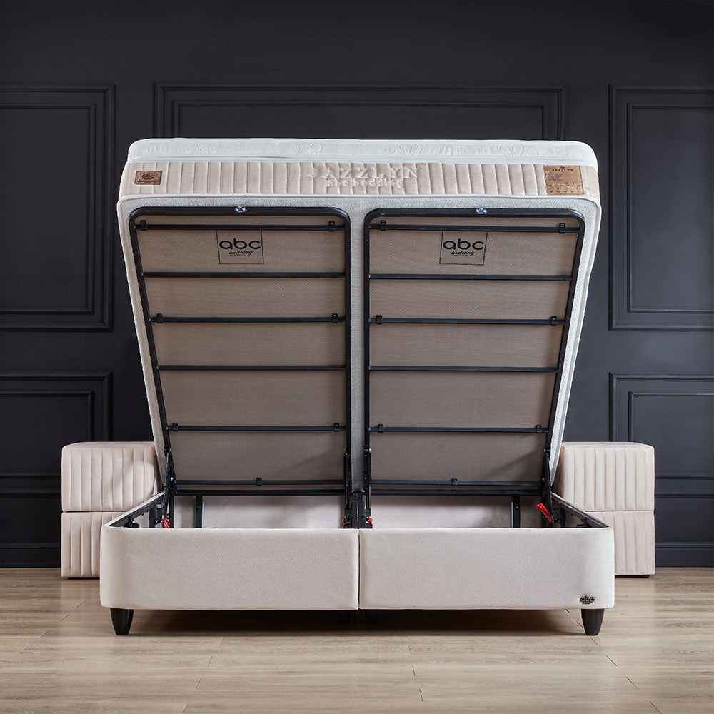Opberg Boxspring Jazzlyn Licht Beige - Bedworld B.V.