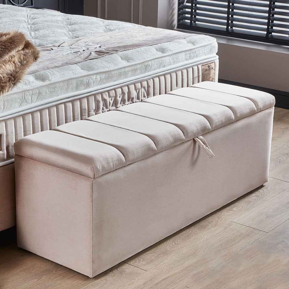Opberg Boxspring Jazzlyn Licht Beige - Bedworld B.V.