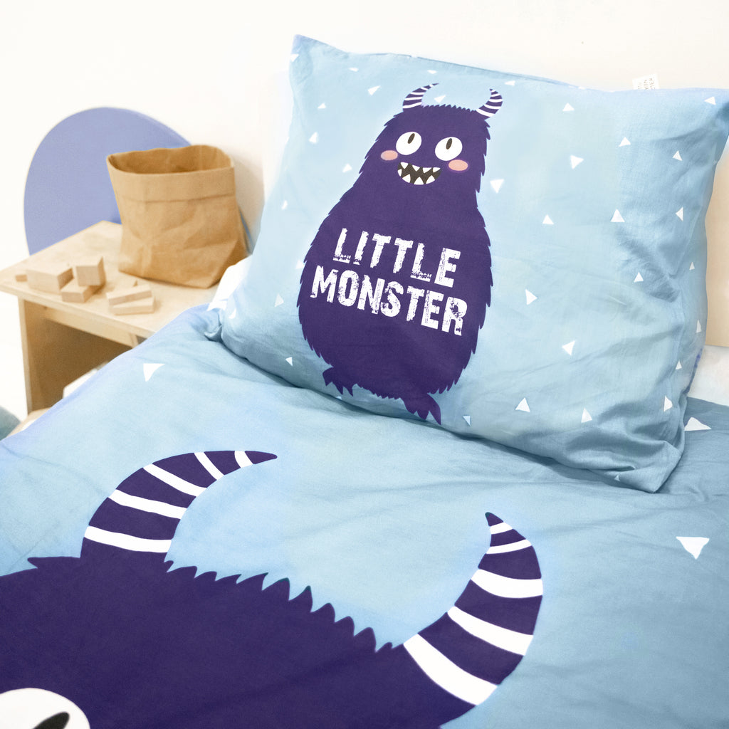 Little Monster Blauw Dekbedovertrek - Bedworld B.V.