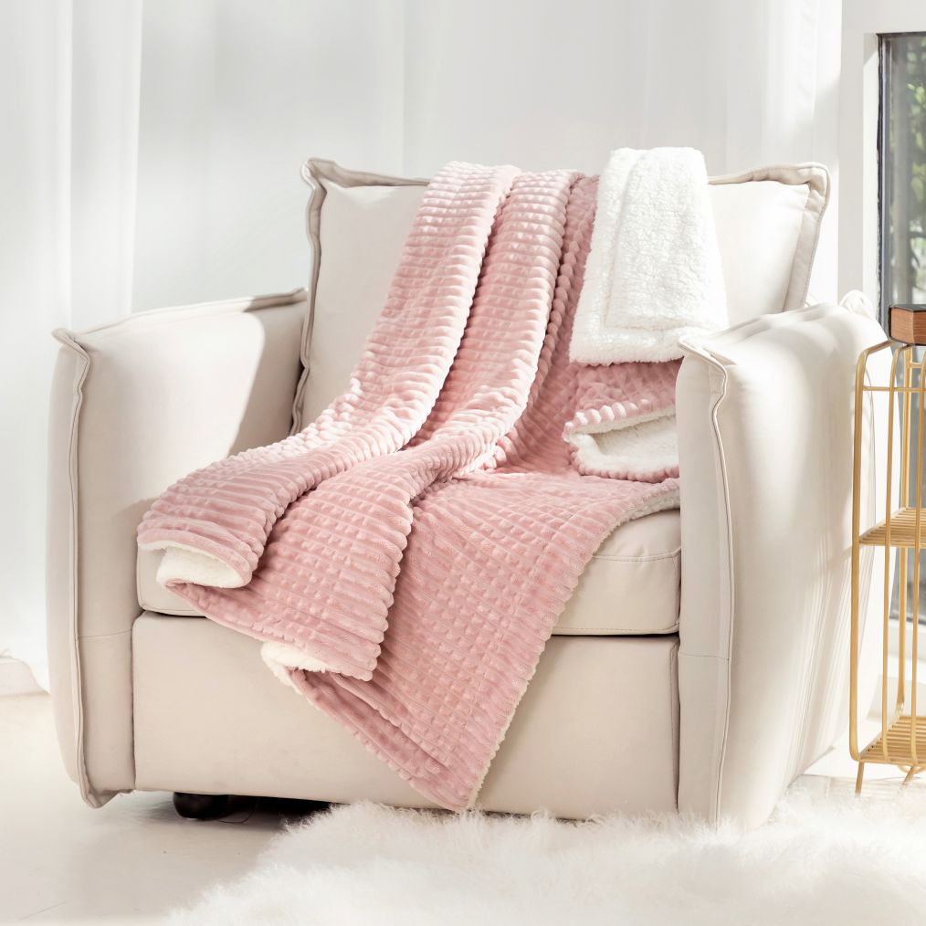 Ridgeline Sherpa Fleece Deken - Oud roze - Bedworld B.V.