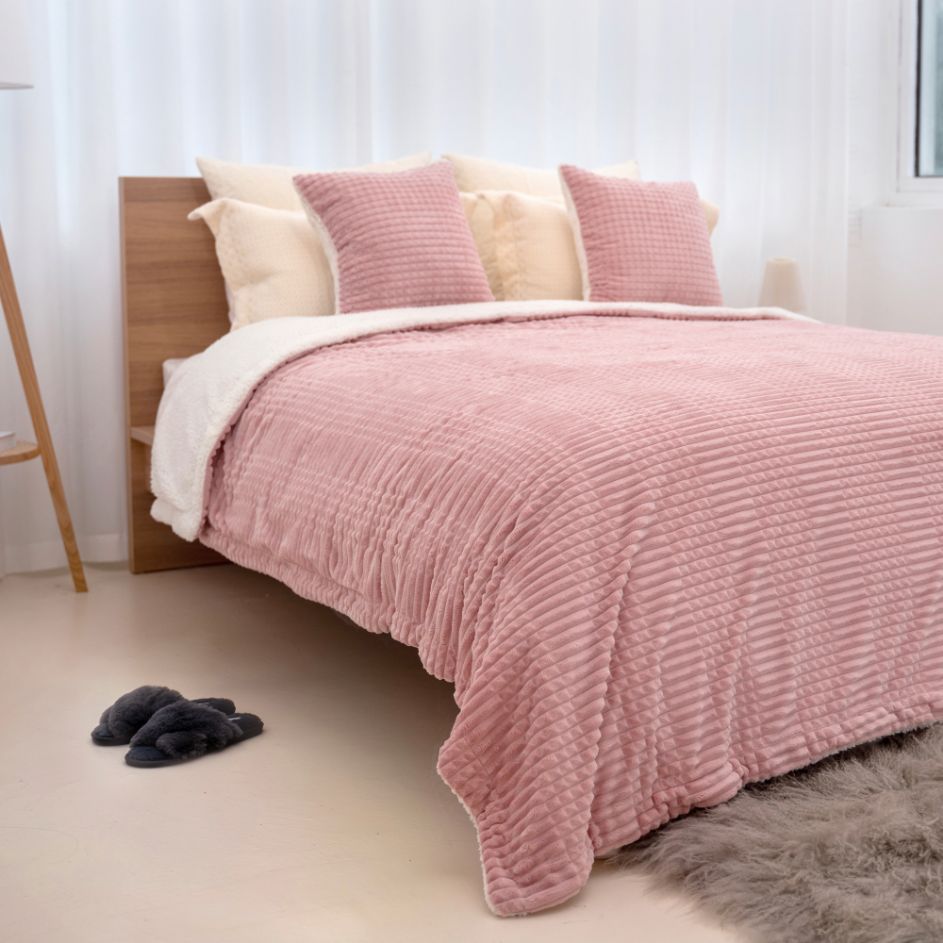 Ridgeline Sherpa Fleece Deken - Oud roze - Bedworld B.V.