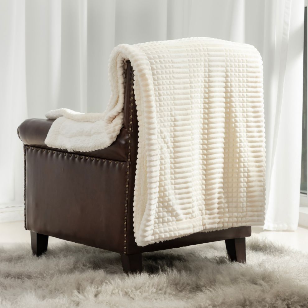 Ridgeline Sherpa Fleece Deken - Crème - Bedworld B.V.
