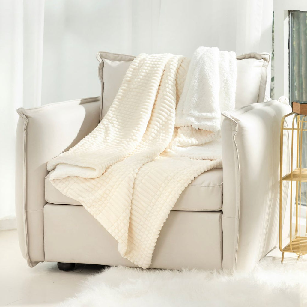 Ridgeline Sherpa Fleece Deken - Crème - Bedworld B.V.