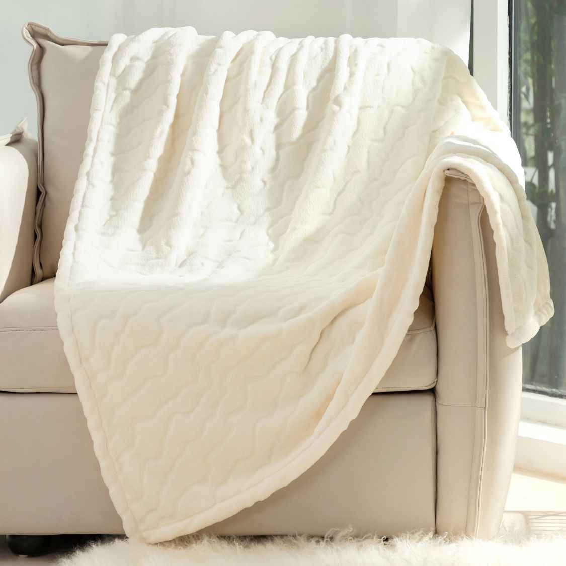 Cozy Bliss Luxury Milky Pluche Plaid - Crème