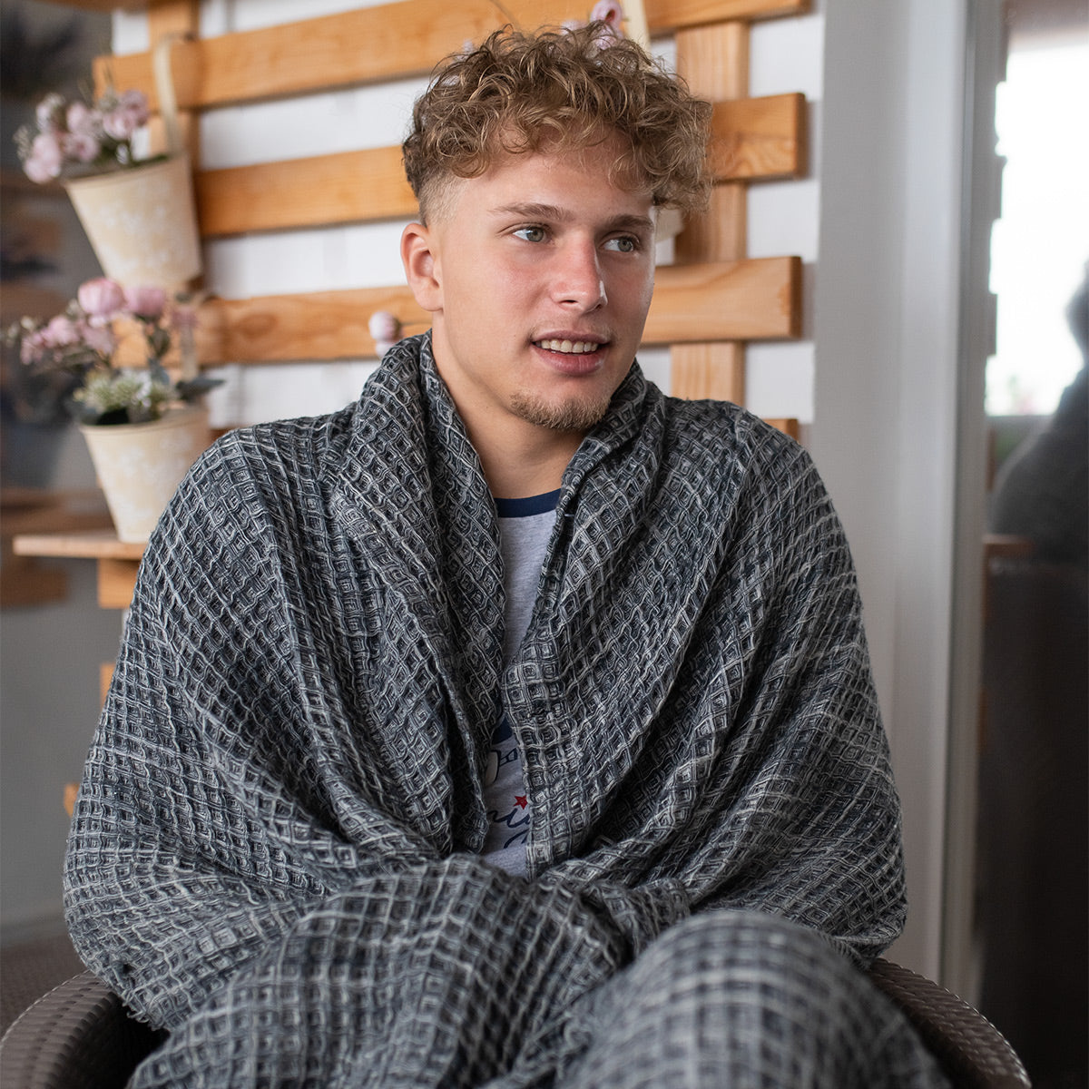 Waffle Plaid - Zwart/Wit - Bedworld B.V.