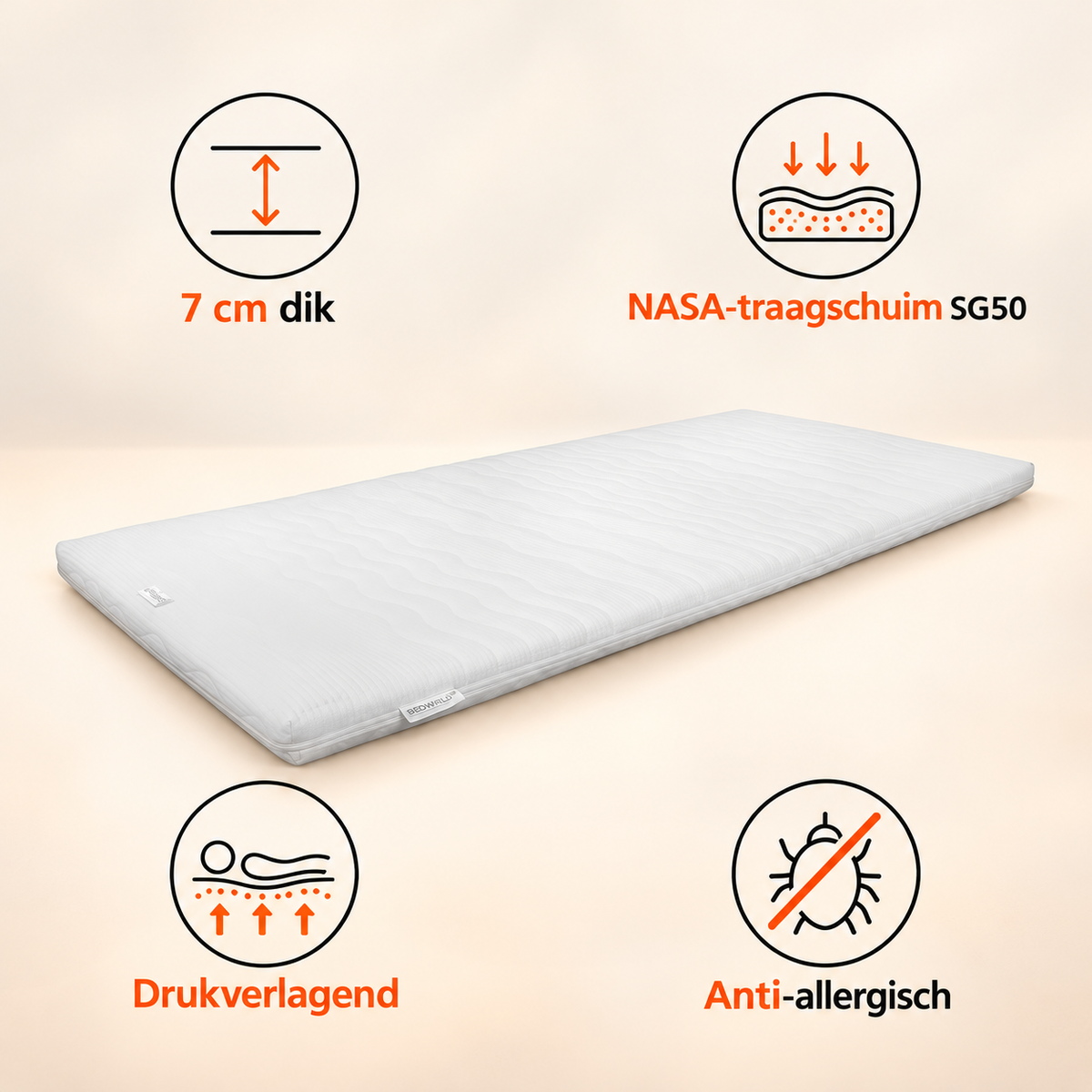Oplegmatras Topper NASA Traagschuim SG50