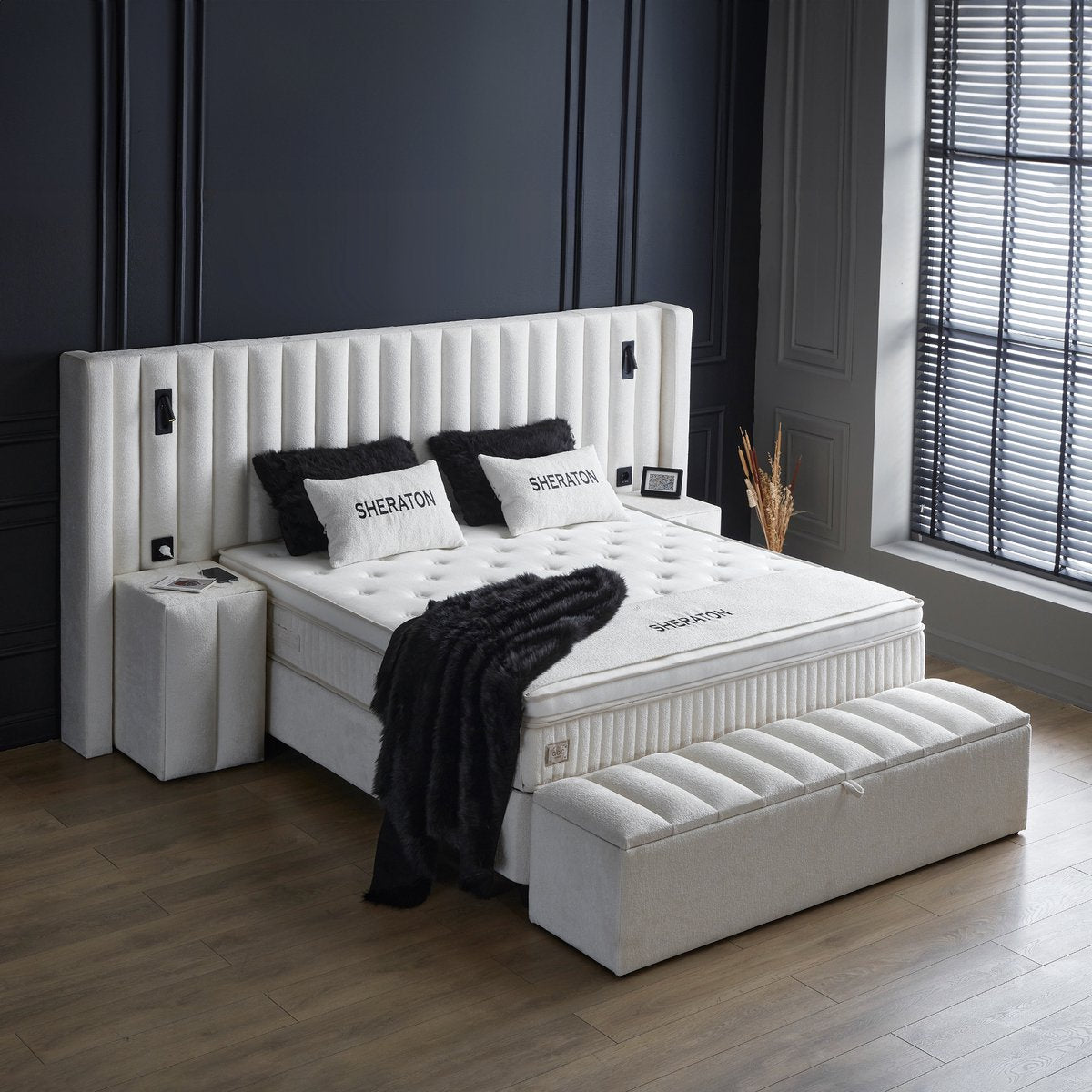 Opberg Boxspring Sherathon Wit - Bedworld B.V.