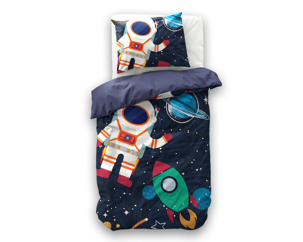 Space man 2 Blauw Dekbedovertrek - Bedworld B.V.