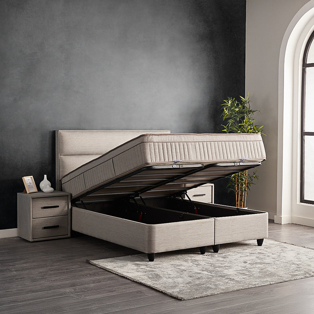 Opberg Boxspring Suna - Grijs - Bedworld B.V.