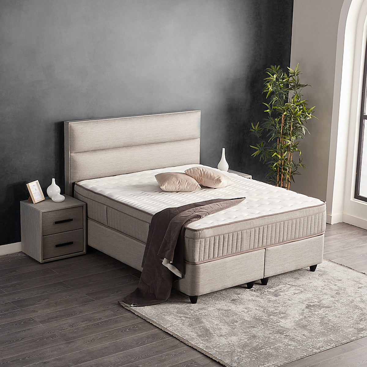 opberg boxspring grijs – Suna - Bedworld B.V.
