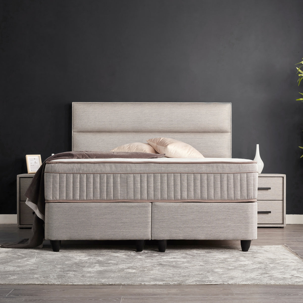 opberg boxspring grijs – Suna - Bedworld B.V.