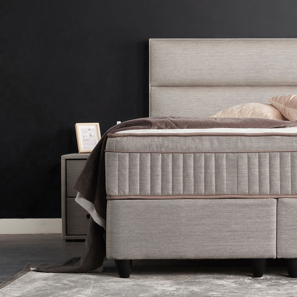 Opberg Boxspring Suna - Grijs - Bedworld B.V.